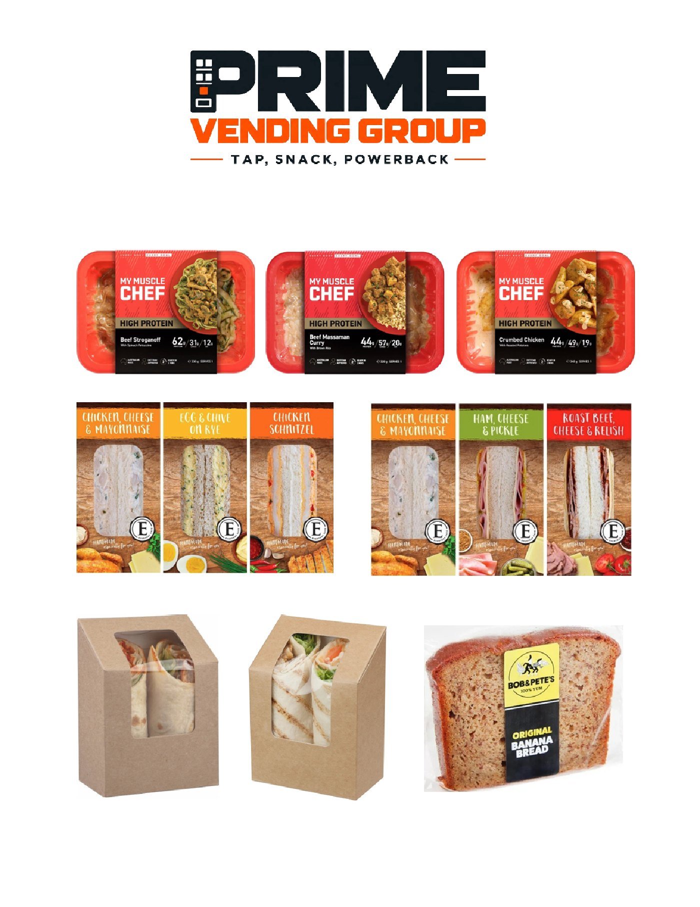 Prime Vending Group meal selection 2 - vending machine products available in Sydney